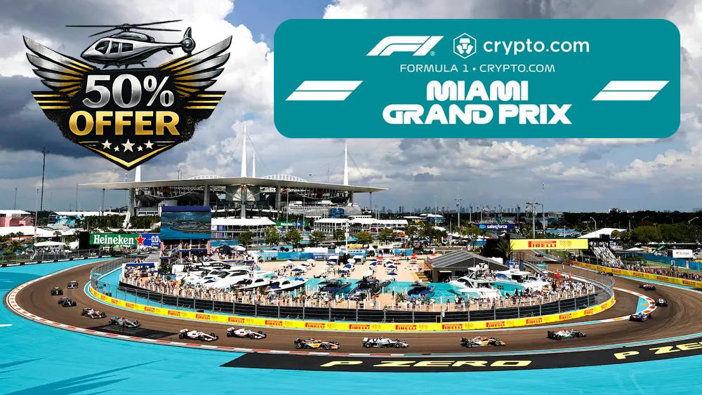 Miami F1 Helicopter Transfer — 50 Percent Off Scenic Route Offer